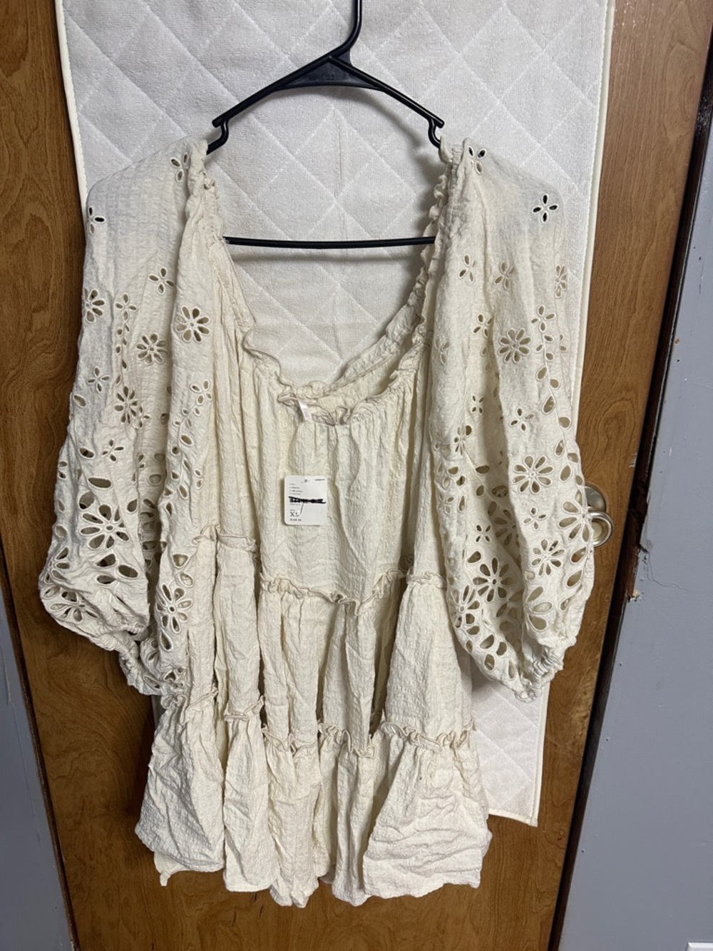 Free People Cream Eyelet Tiered Mini dress
